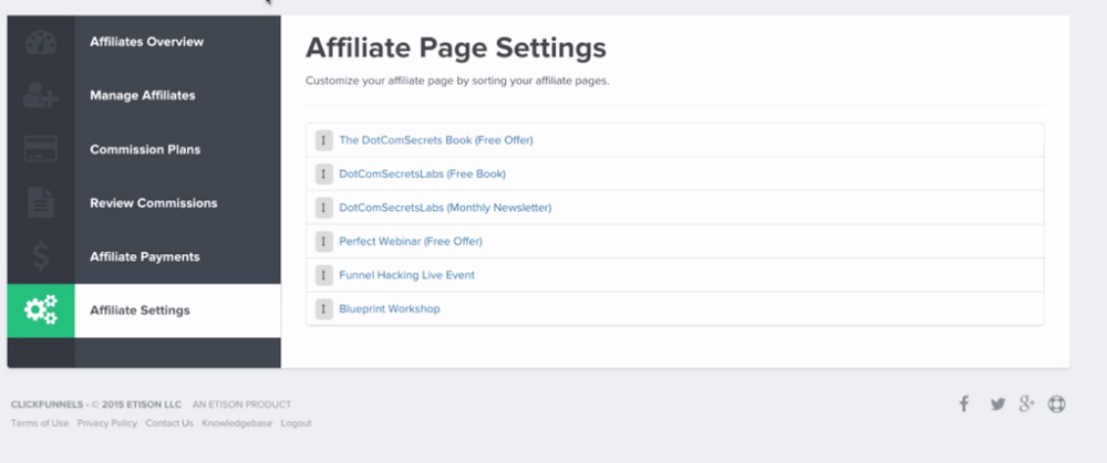 backpack settings clickfunnels