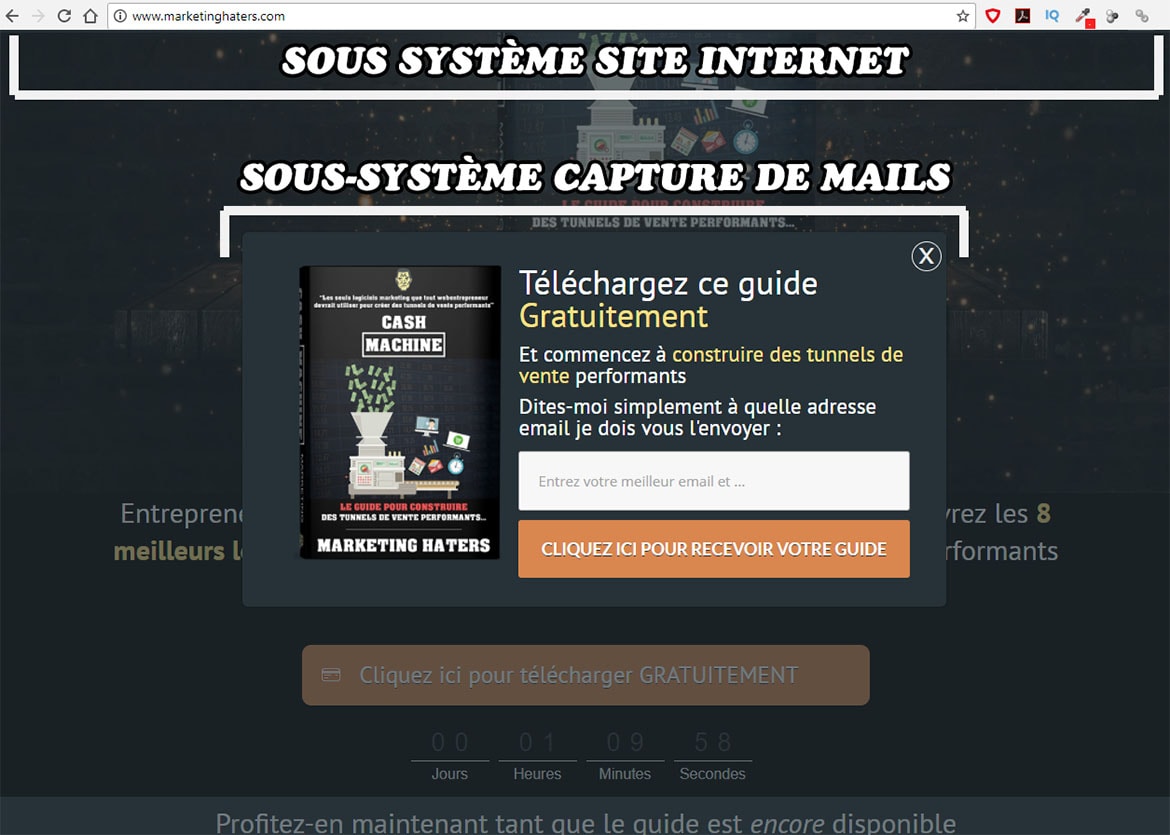 entonnoir de prospection : créer un tunnel de conversion marketing : sous-syst-me capture de mail