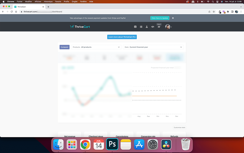 Prédiction du chiffre d'affaires dans ThriveCart