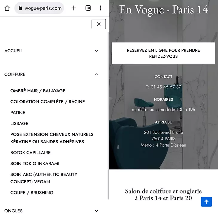 Référencement local : exemple d'un site responsive pour l'utilisation sur mobile