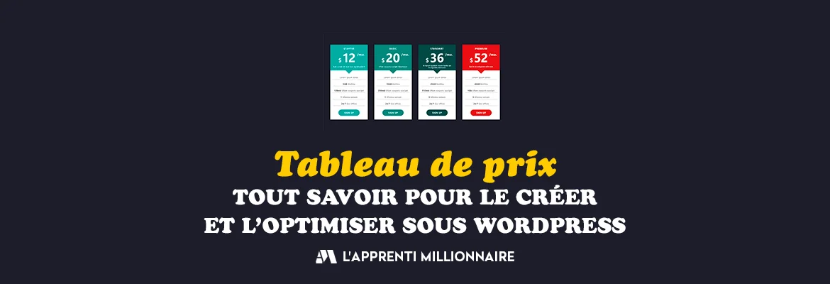 Plugin pricing table : créer un tableau de prix WordPress