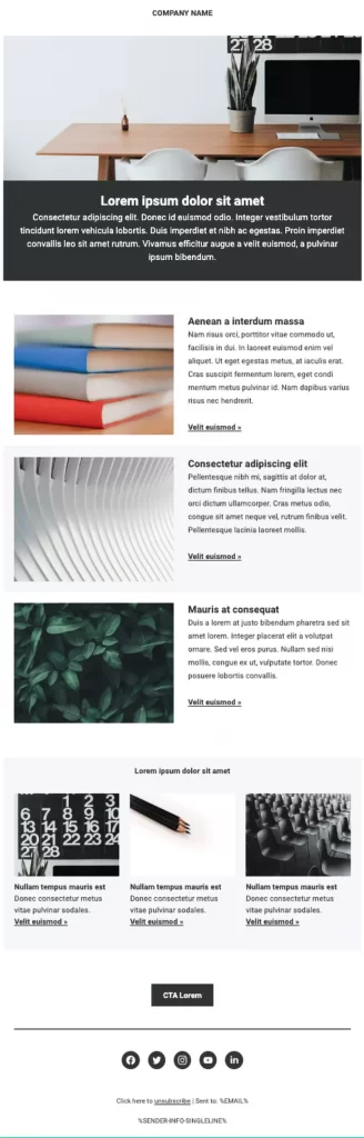 Exemple de design d'une newsletter b2b