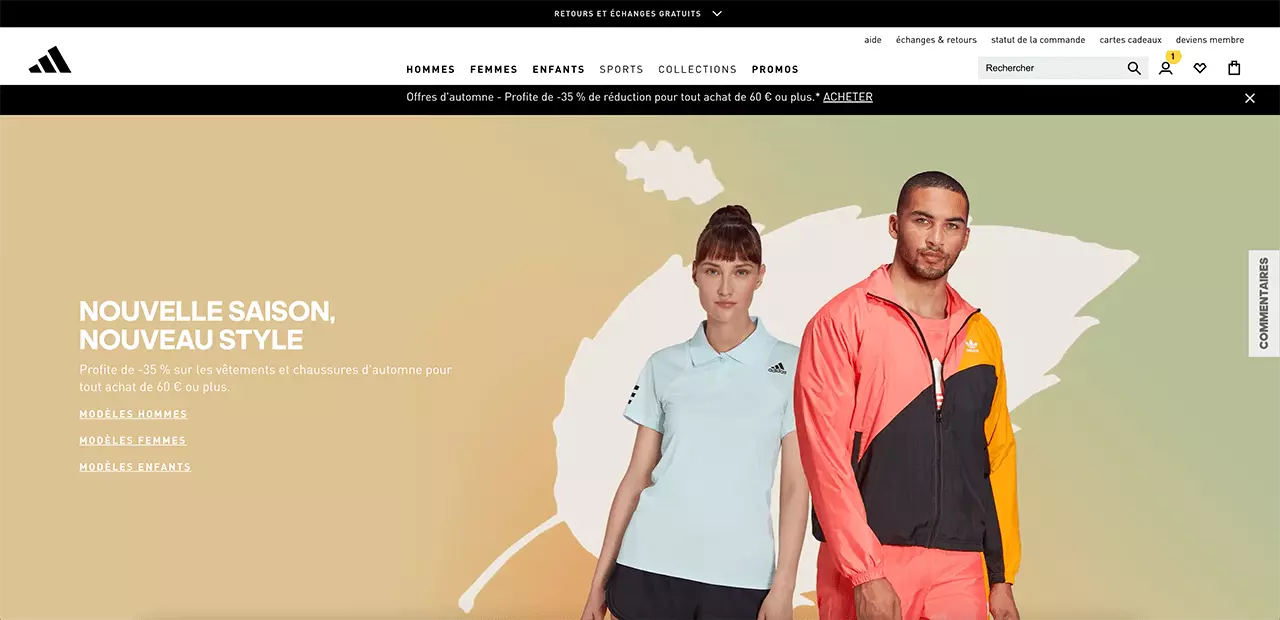 Site Internet de Adidas