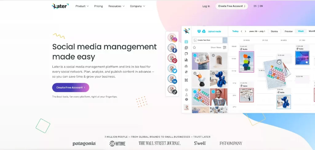 Page d'accueil du site Later