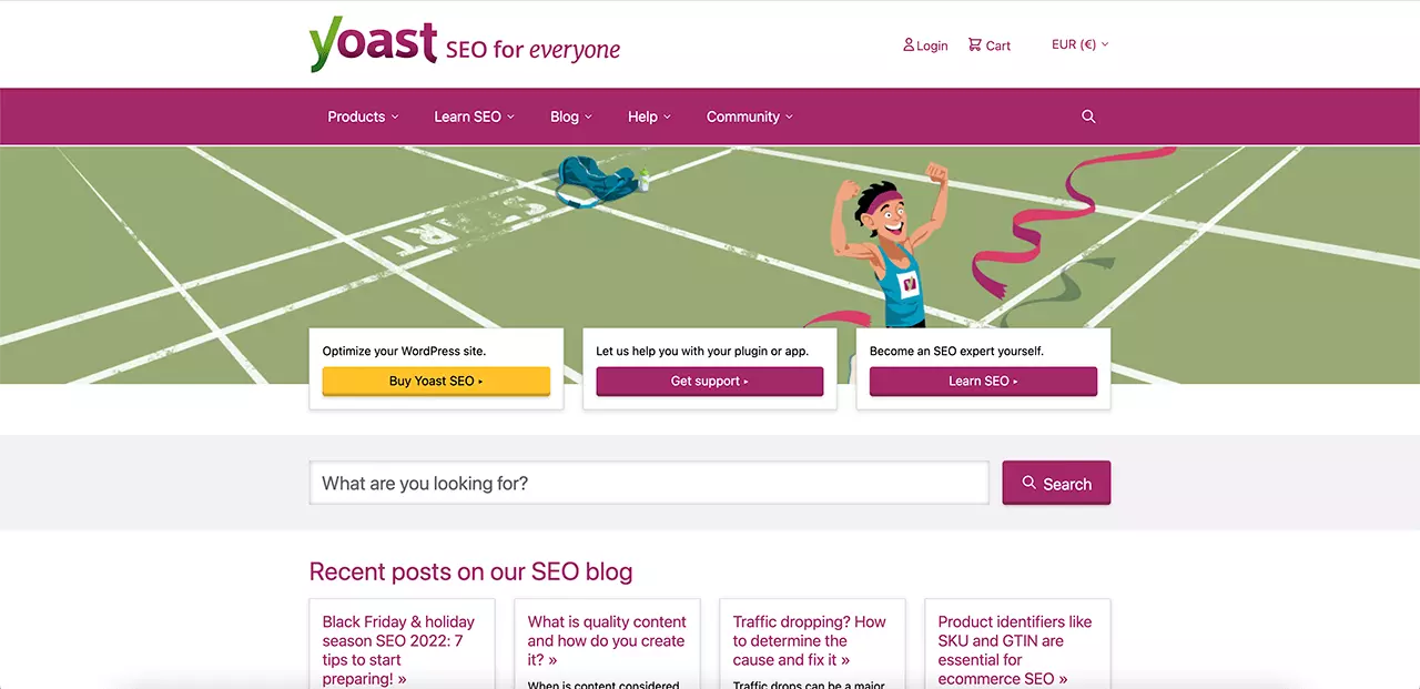 Page d'accueil du plugin Yoast SEO