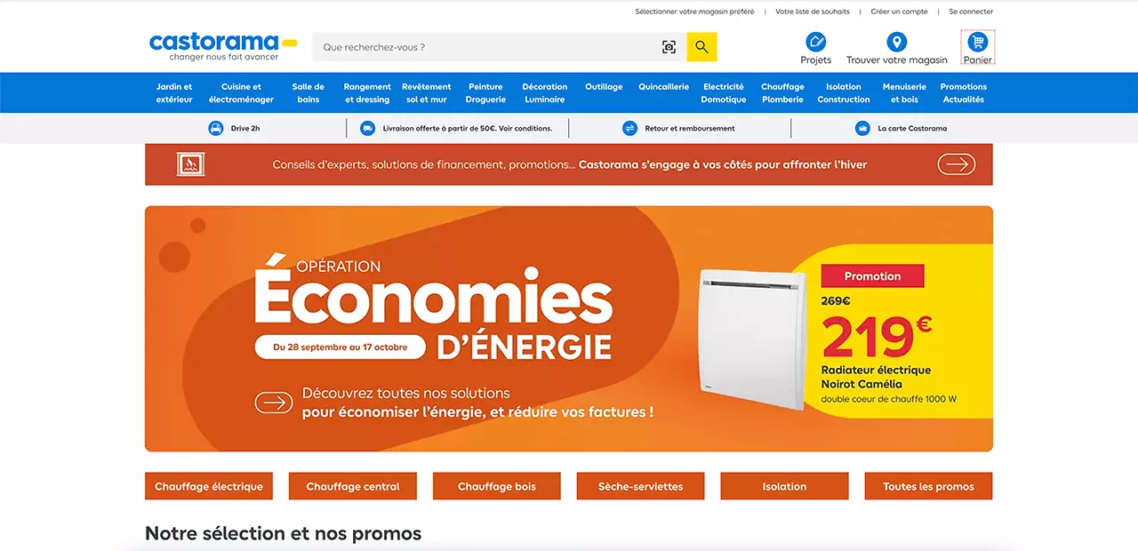 Le site ecommerce du magasin Castorama