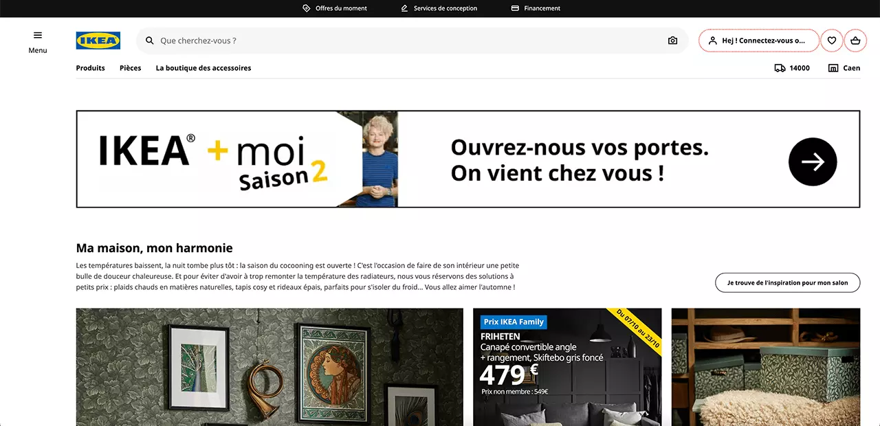Le site ecommerce du magasin Ikea