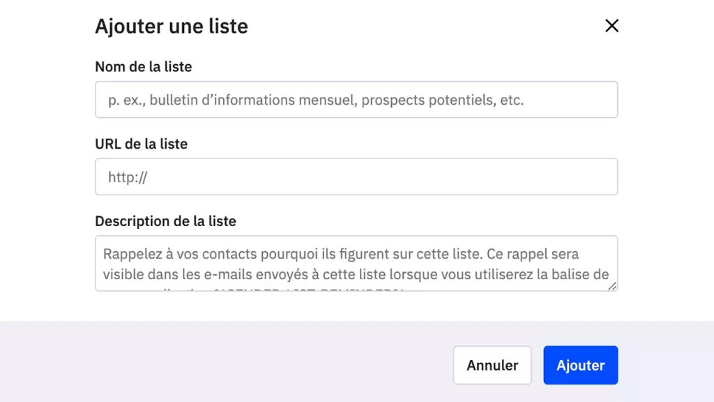 Autorépondeur : création de listes de contacts