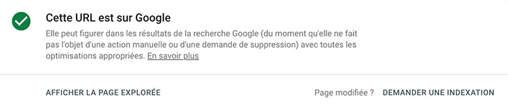 Outil de demander d'indexation d'URL dans la Search Console de Google