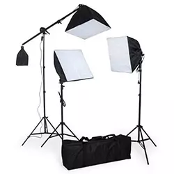 tectake kit eclairage studio 3 lampes sofbox trepieds