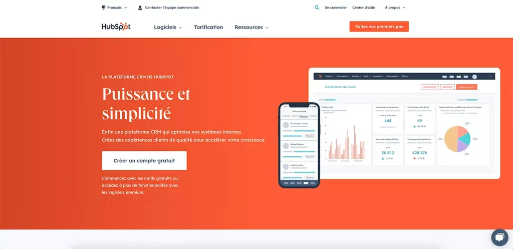 La page d'accueil de la solution d'emailing marketing HubSpot