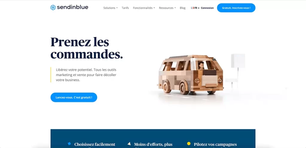 La page d'accueil de la solution d'emailing marketing SendinBlue